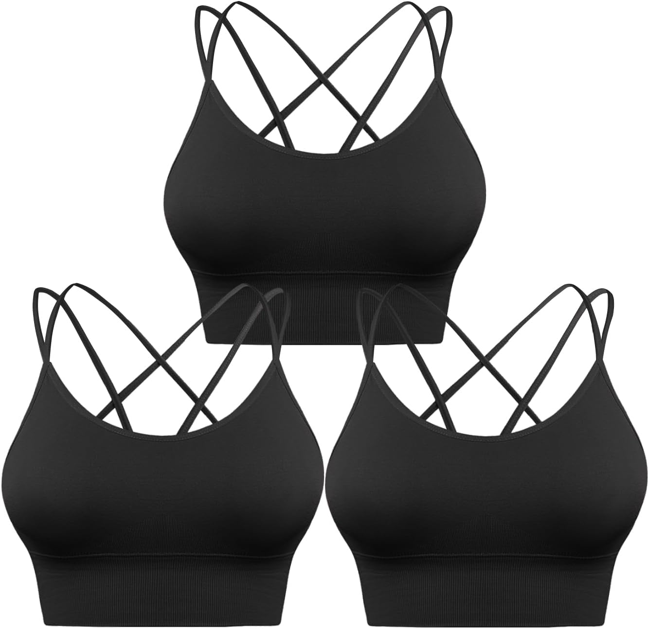 Sykooria 3 Pack Strappy Sports Bra for Women Sexy Crisscross for Yoga Running At...