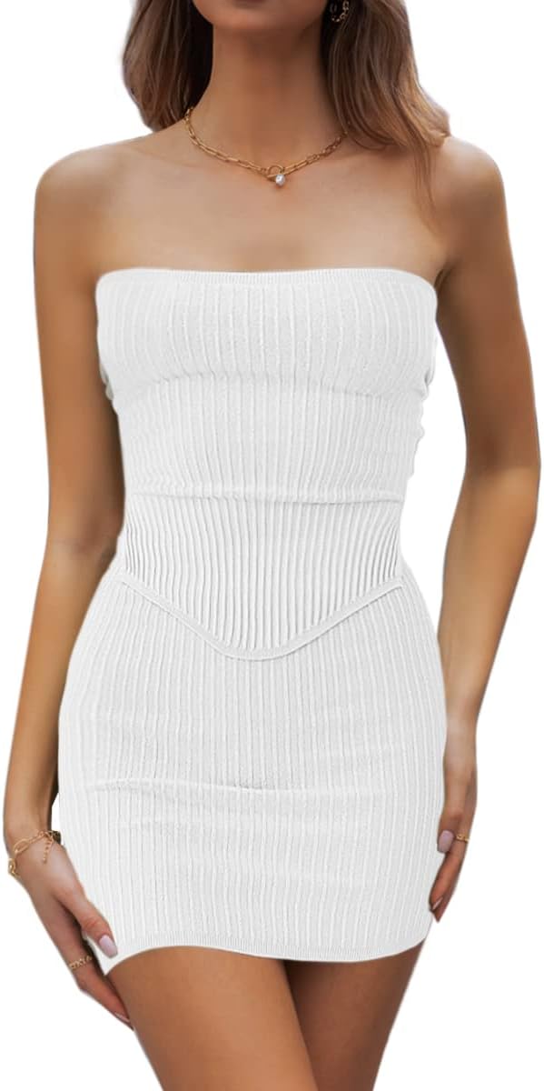 CHYRII Womens Sexy Summer Two Piece Outfits Bandeau Going Out Crop Tops Bodycon...