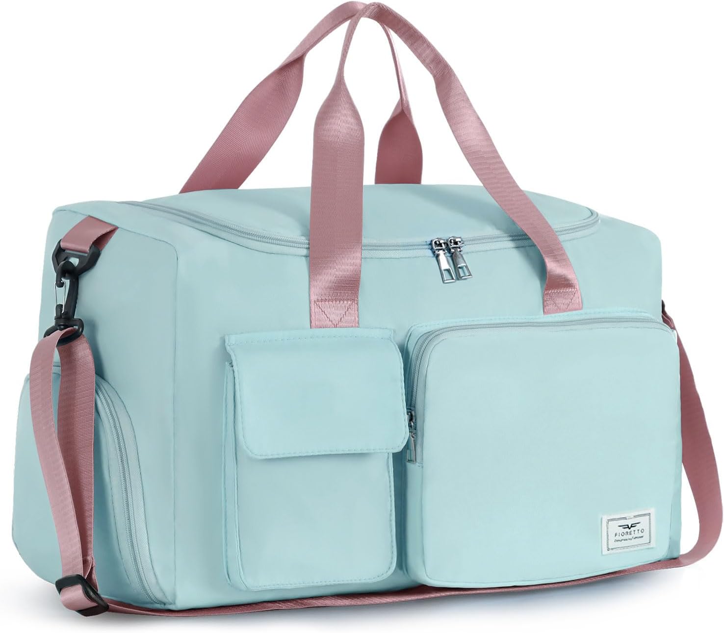 FIORETTO Women's Water-Resistant Gym Duffle Bag with Shoes Compartment, 37L Capa...