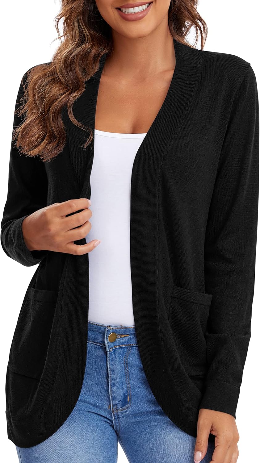 Urban CoCo Womens' Long Sleeve Knit Sweater, Special Cardigans with Curved Hem,...