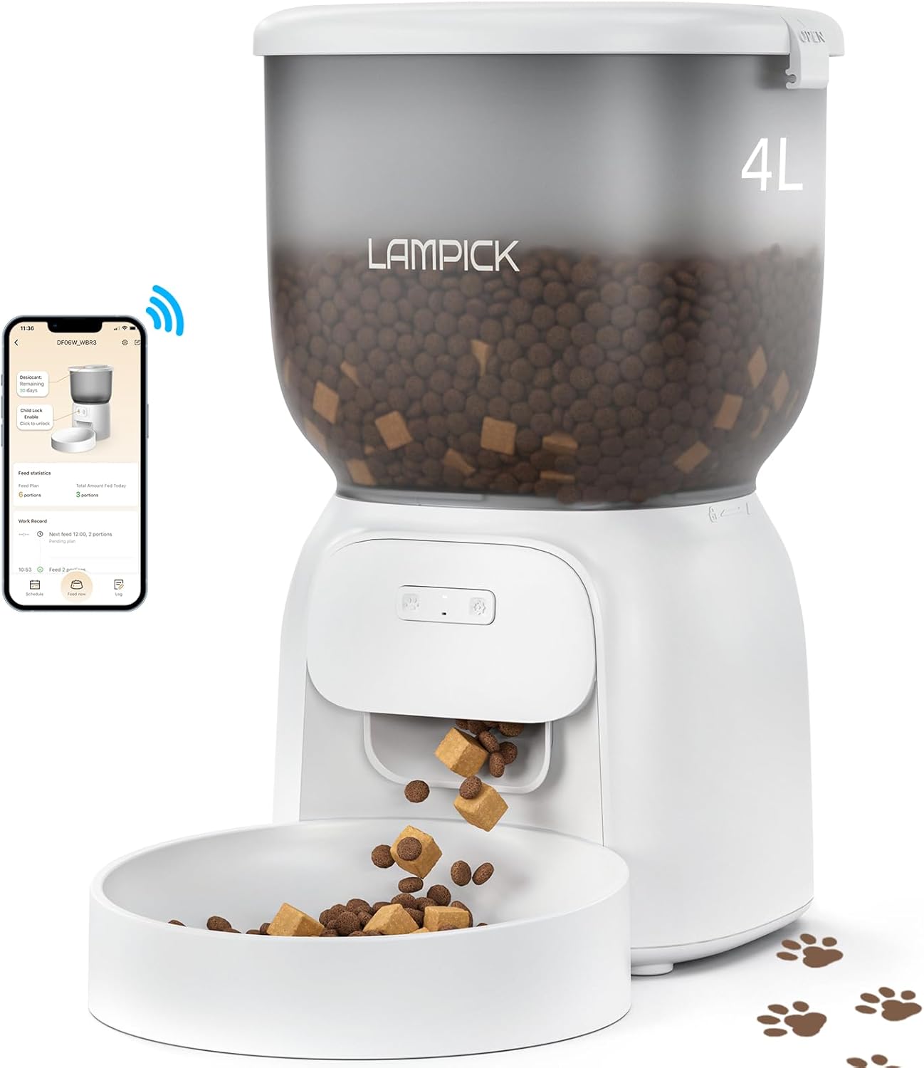 Smart Automatic Cat Feeder - WiFi Cat Food Dispenser with APP Control Up to 15 P...