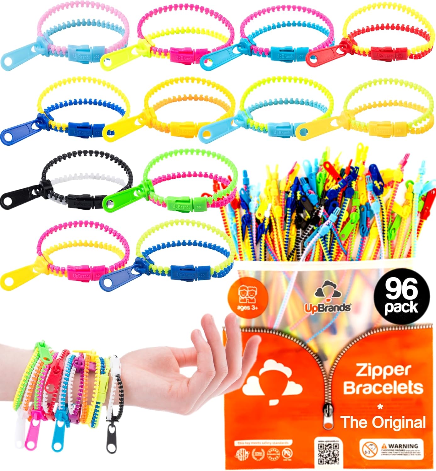 UpBrands Party Favors, Unique 96 Party Favors Zipper Bracelets for Kids, Special...