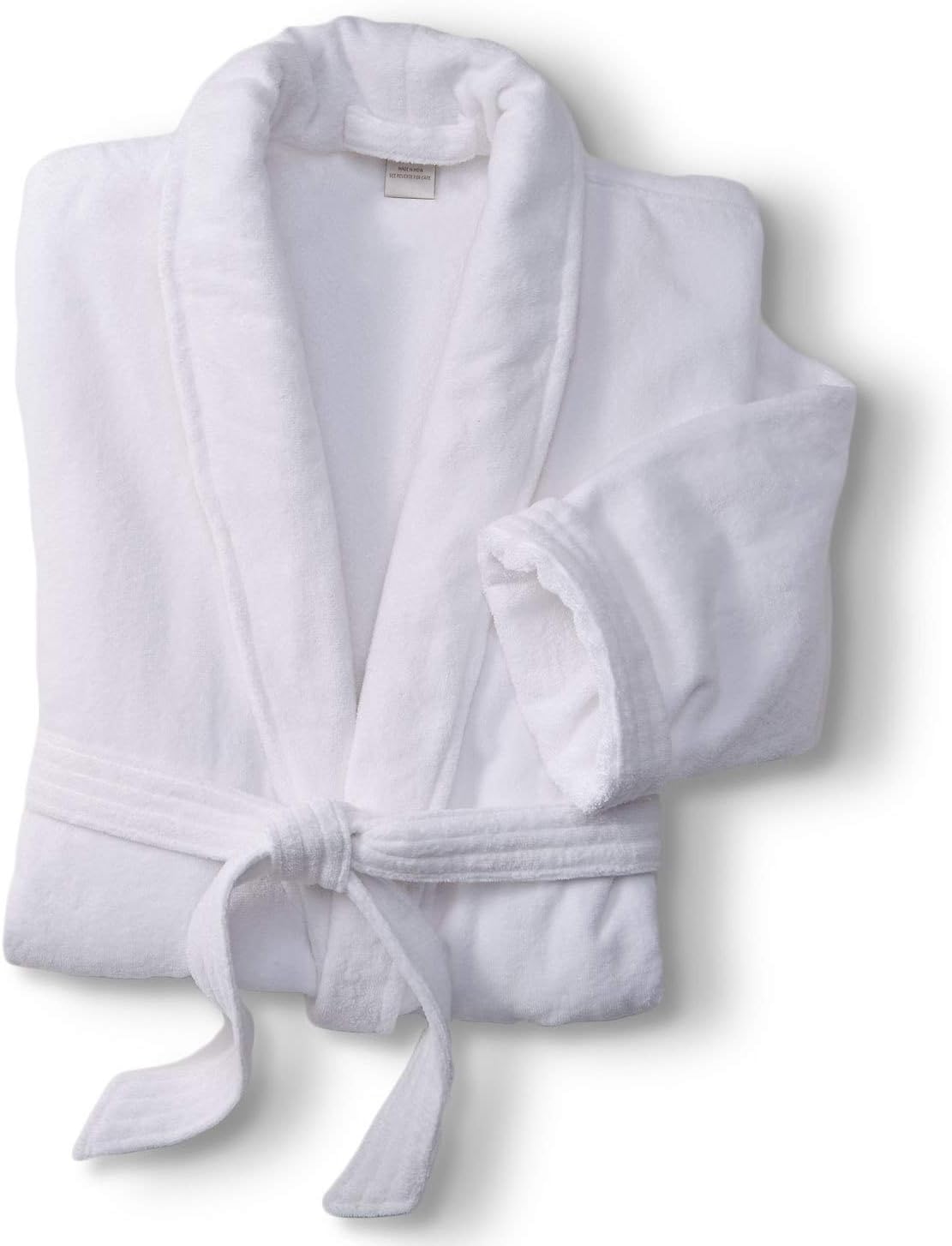 Marriott Terry Velour Robe - Luxury White Hotel Robe with Shawl Collar and Self-...