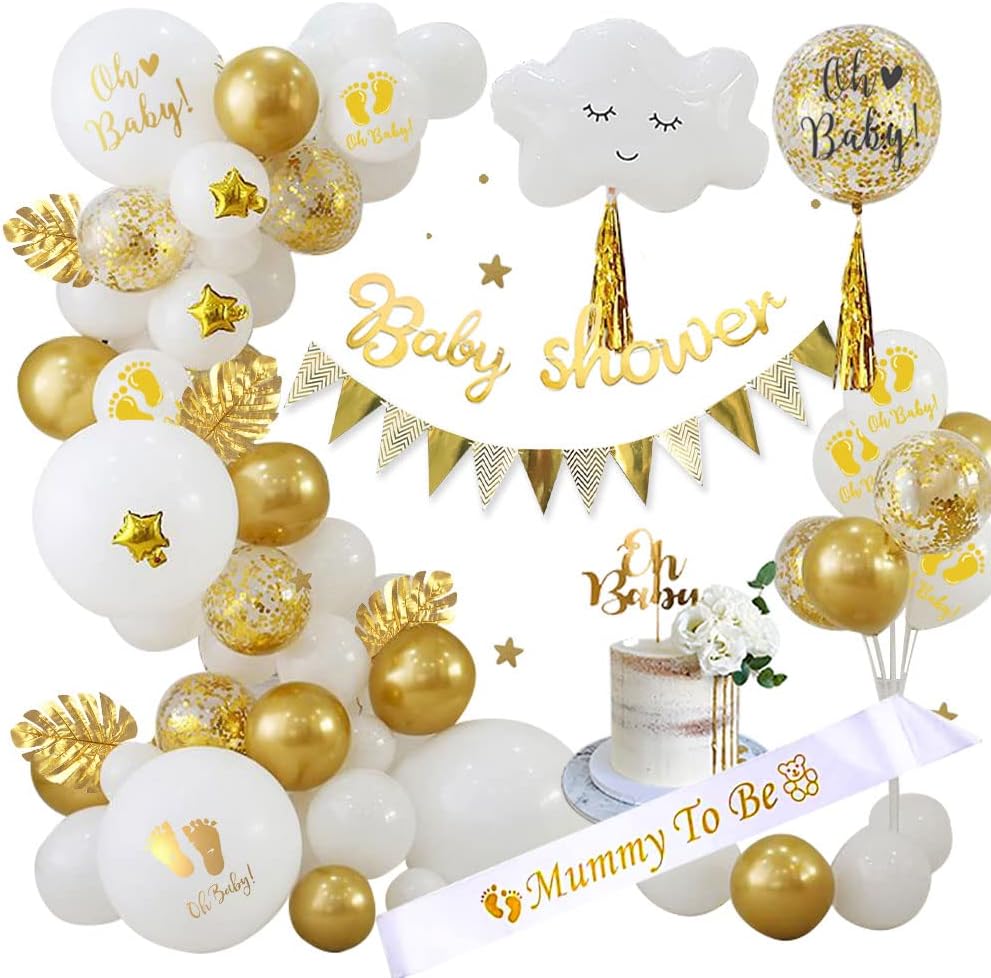 Baby Shower Decorations, White Gold Baby Shower Decorations Neutral Baby Shower...