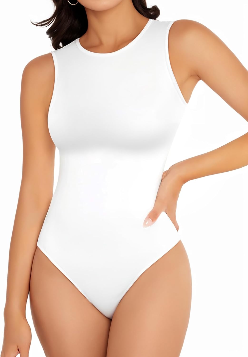 YOGINGO Women's Crew Neck Sleeveless Bodysuits Racerback Halter Tank Top Body Su...