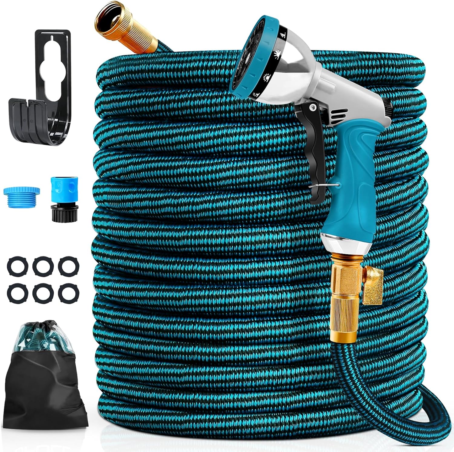 Garden Hose 30M/100FT, Flexible Expandable Water Hose Pipe with 3/4", 1/2'' Fitt...