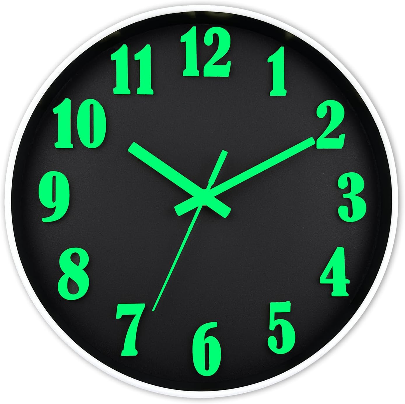 DIYZON Luminous Wall Clock, Silent Non-Ticking 12'' 3D Font Night Light Wall Clo...