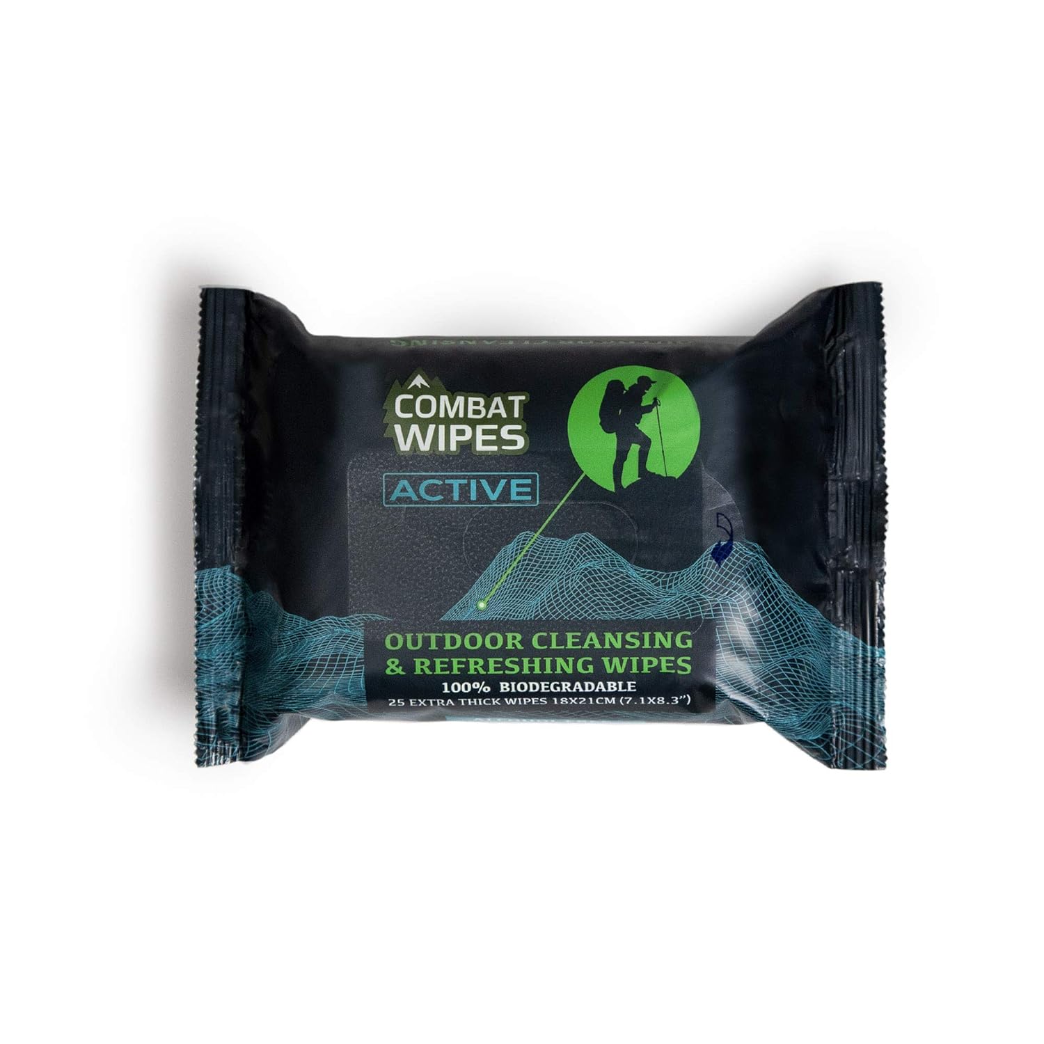 Combat Wipes ACTIVE Outdoor Wet Wipes - Extra Thick Camping Gear, Biodegradable,...