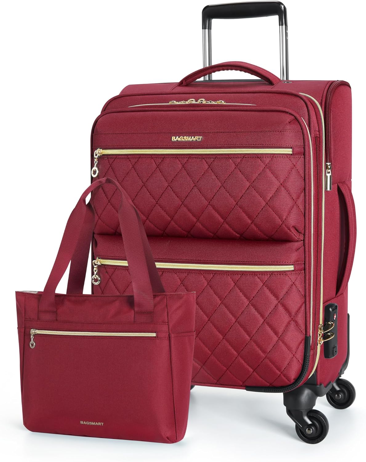 BAGSMART Softside Expandable Luggage Airline Approved with Spinner Wheels, 20 In...