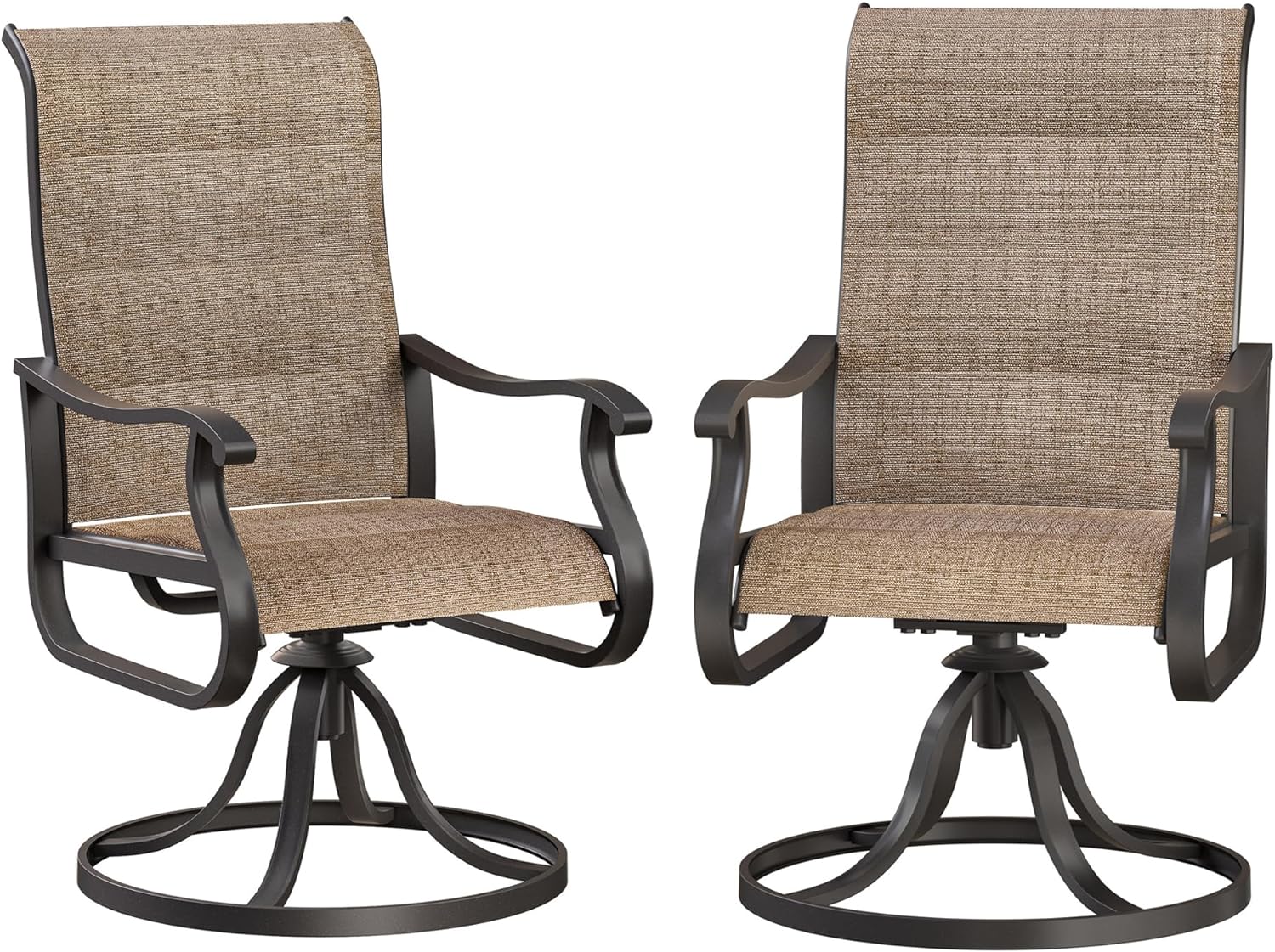 Patio Swivel Chairs Set of 2, Outdoor Dining Chairs with High Back, All-Weather...