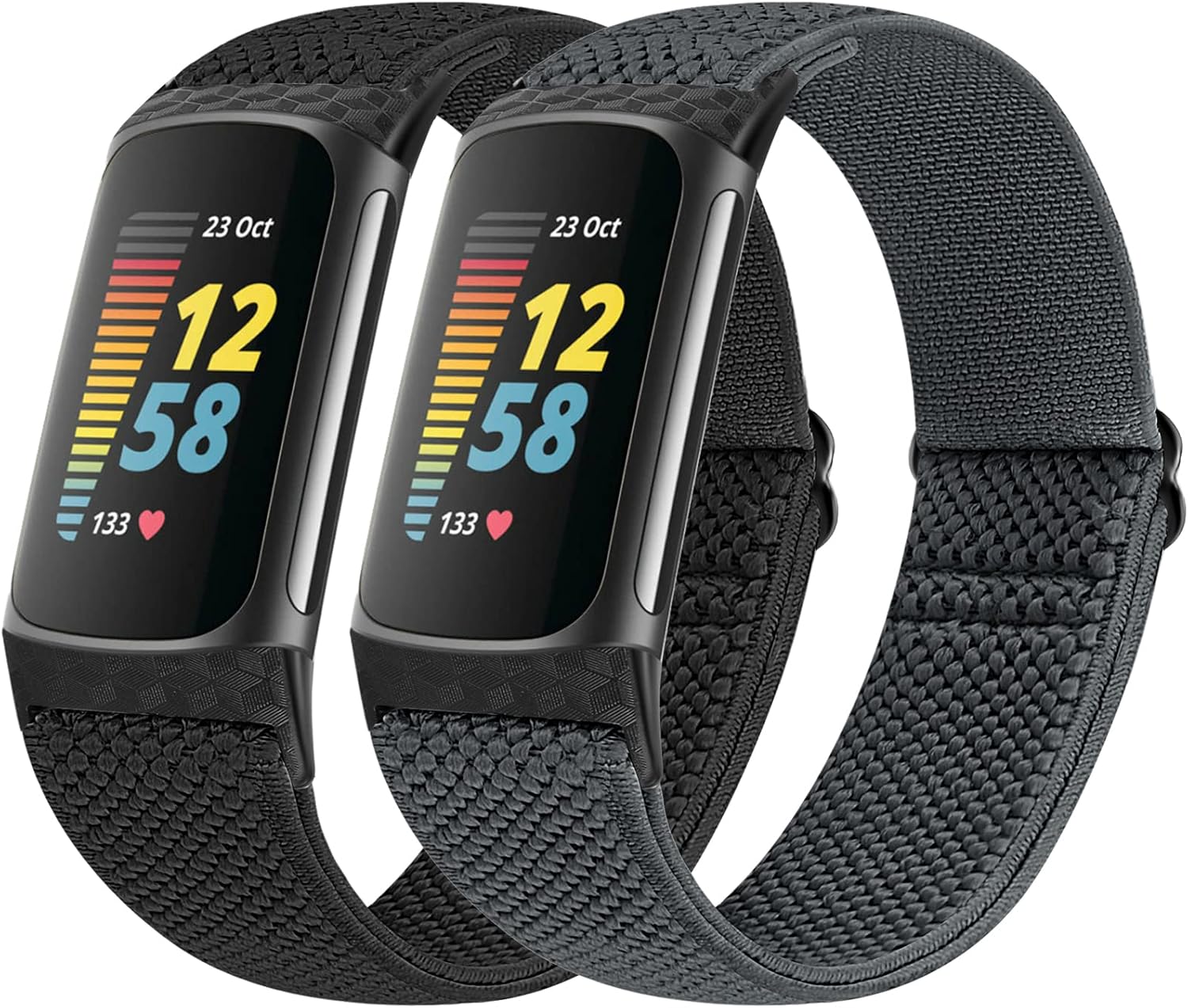 Vodtian Elastic Straps Compatible with Fitbit Charge 5 Strap, 2 Pack Stretchy Ad...