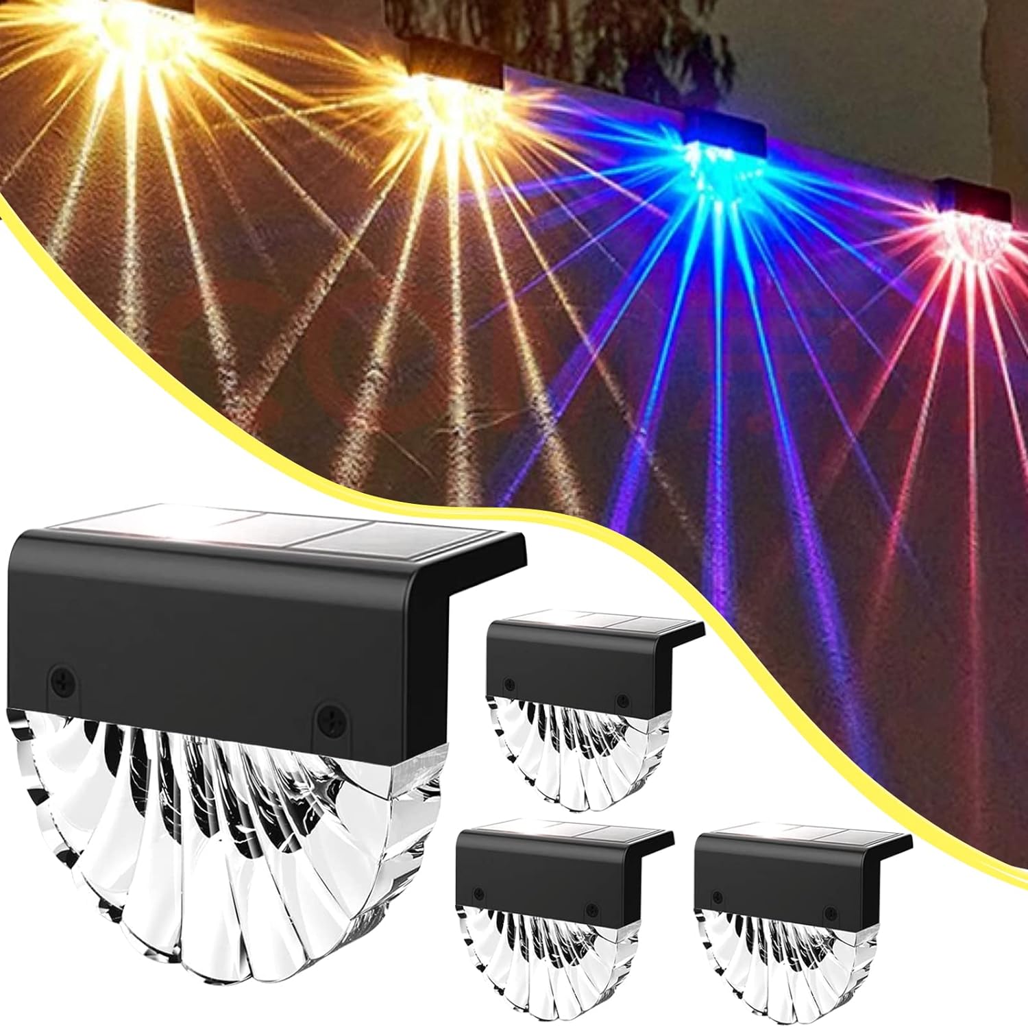 Auting Solar Fence Light, 4 Pcs Pathway Lighting,Solar Deck Light, Outdoor Water...