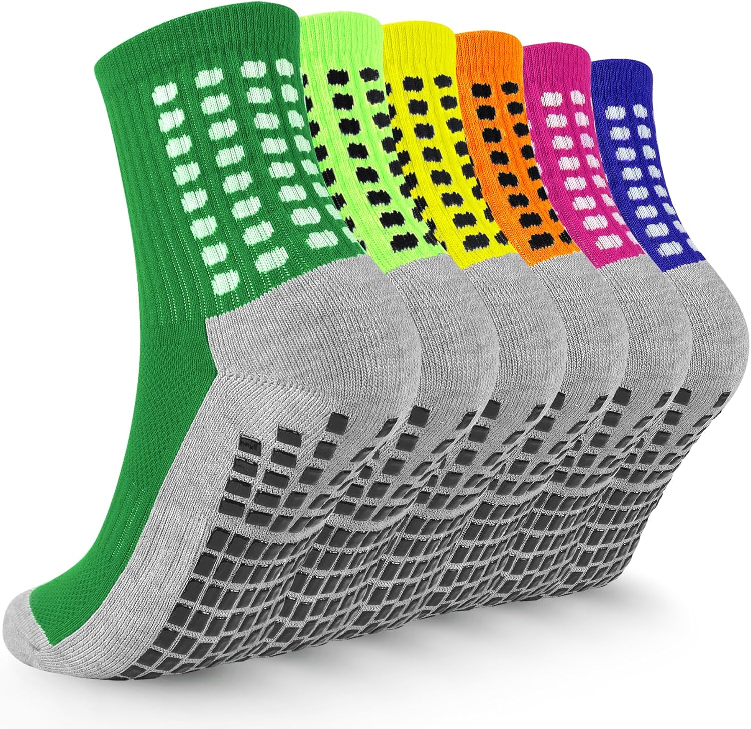 Kids Grip Soccer Socks Boys Football Non Slip Socks Cushioned Athletic Crew Sock...