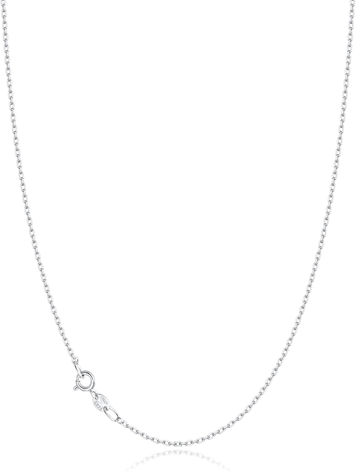 Jewlpire Solid 18k Gold Over 925 Sterling Silver Chain Necklace for Women, 1mm C...