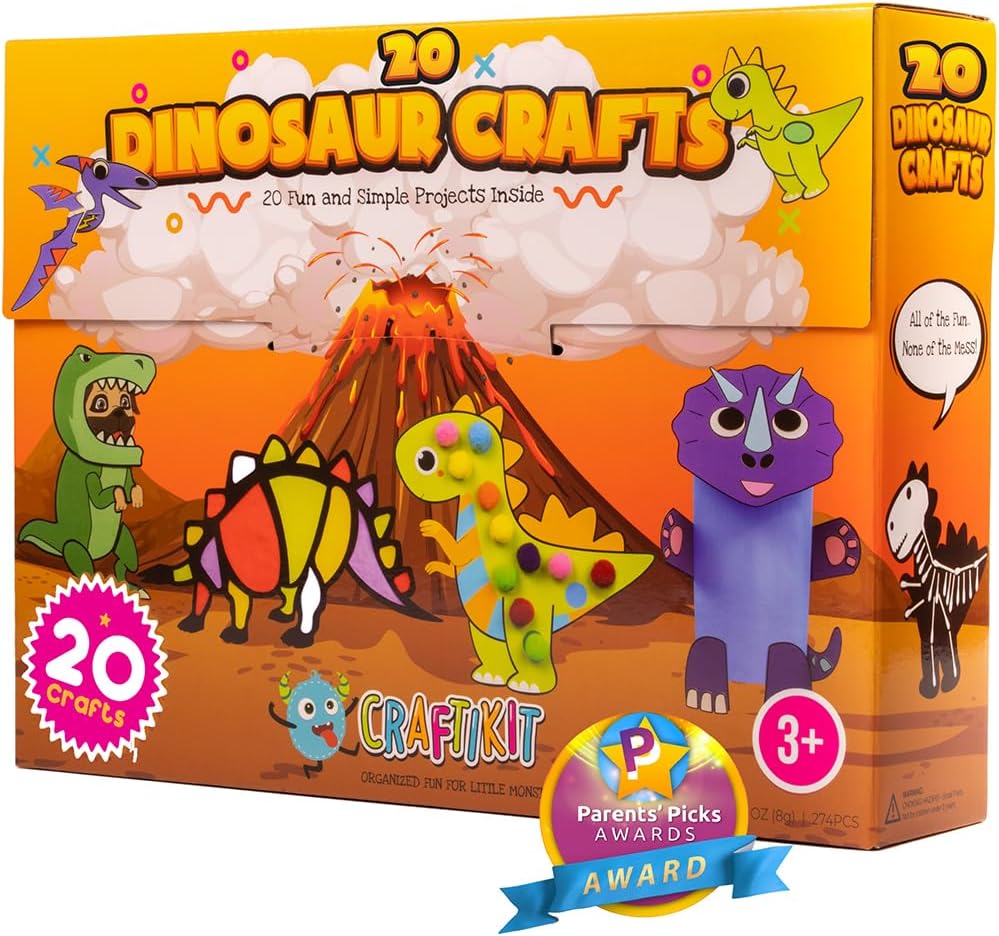 Craftikit® 20 Dinosaur Crafts for Kids - Award-Winning All-Inclusive Fun Toddler...