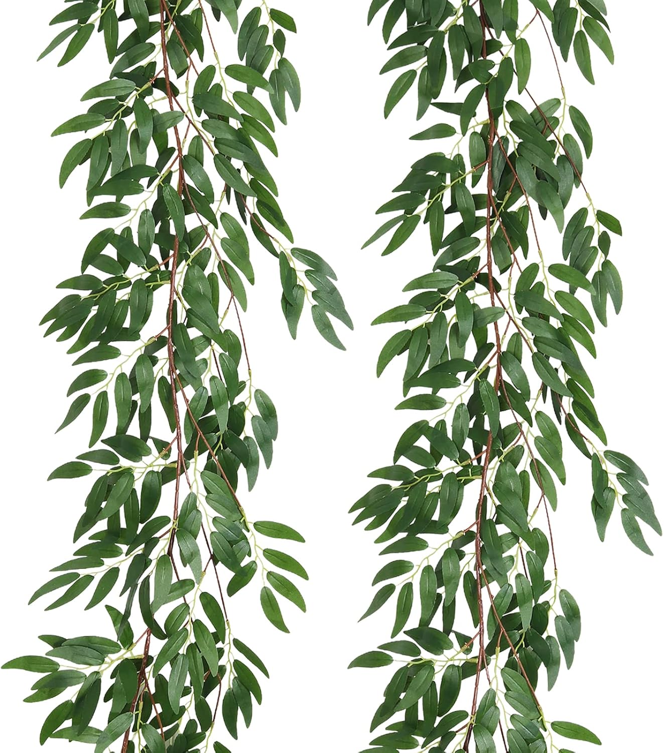 Artificial Hanging Willow Vine Twigs 2Pcs 5.7Ft Fake Hanging Plant Silk Willow L...