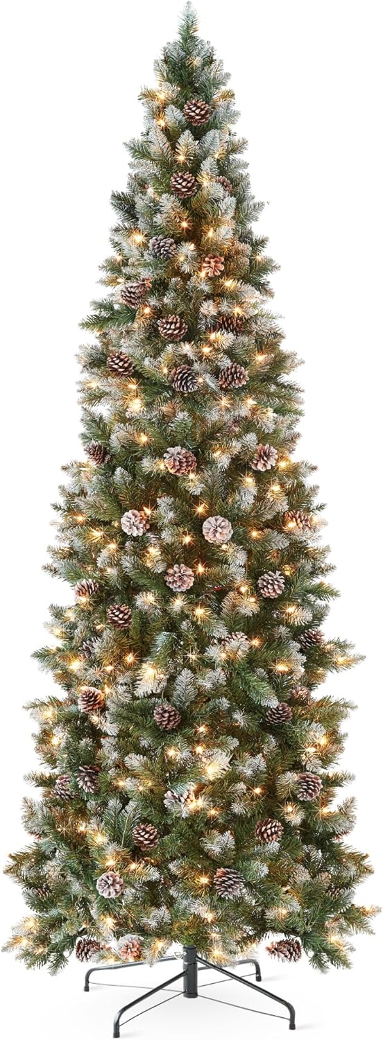 , Special, High-Quality Choice Products 7.5ft Pre-lit Pencil Christmas Tree, Uni...