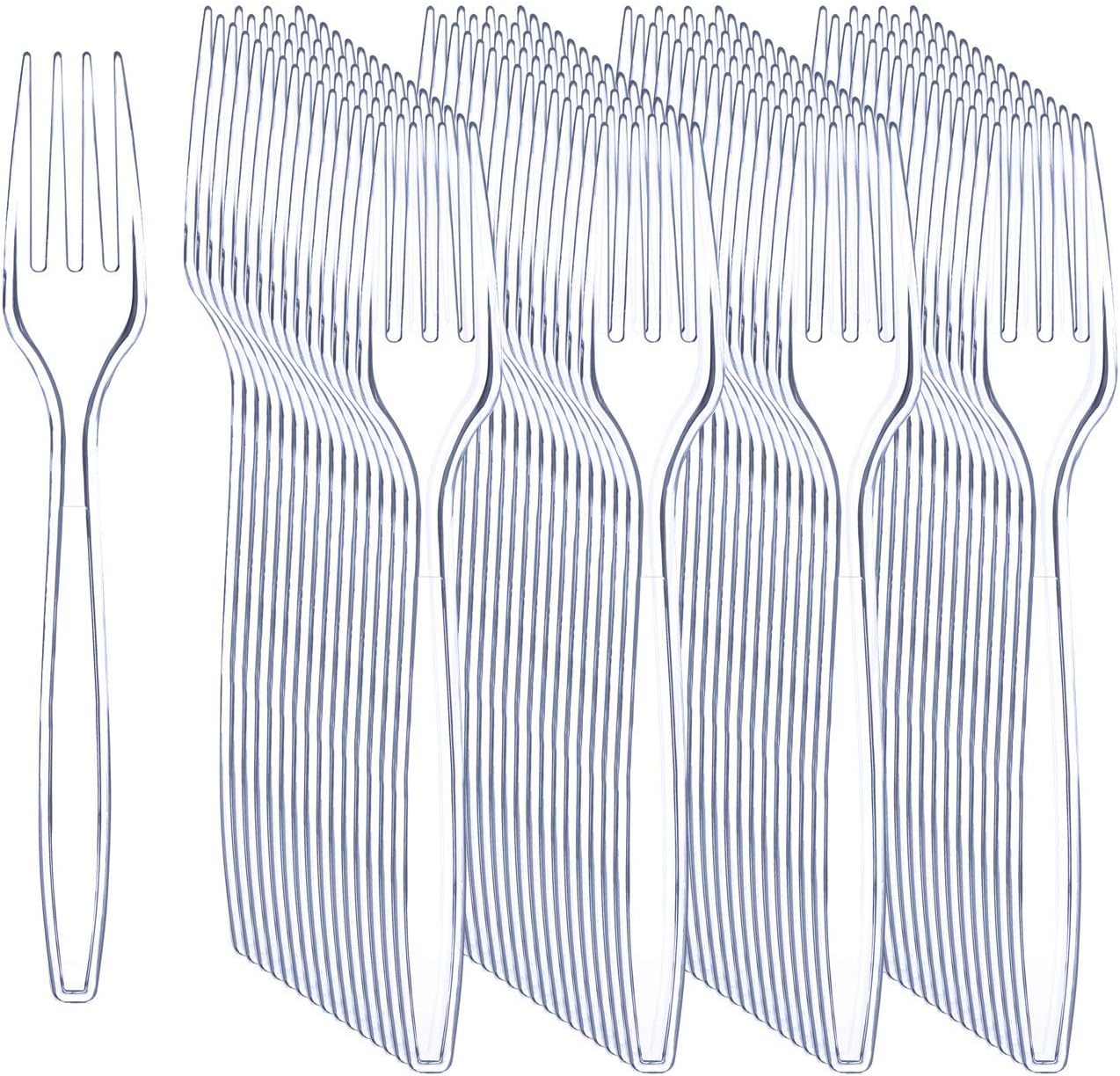 Liacere 360 Pieces Clear Plastic Forks - Heavy Duty Plastic Forks BPA-Free - 6.7...