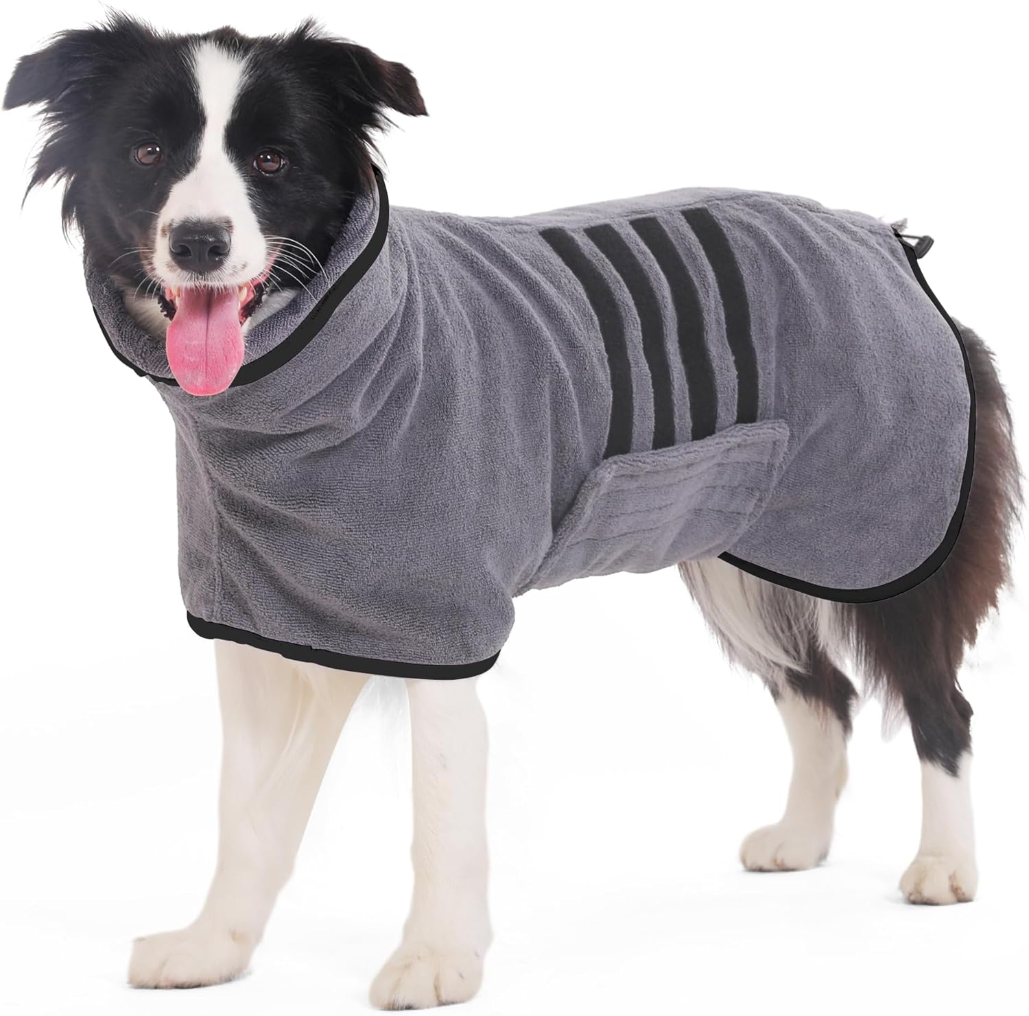 HezzLuv Ultra Absorbent Dog Bathrobe Towel Microfiber Quick Dog Drying Coat Dres...