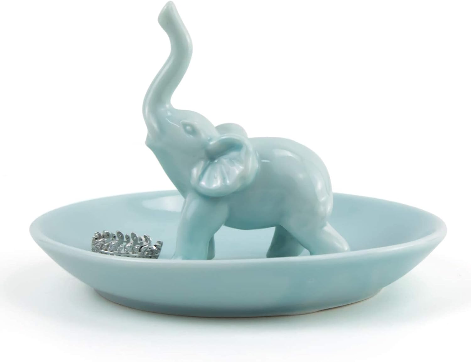 Titanape Blue Elephant Ring Holder Trinket Dish, Gift Ideas for Women Wedding Ch...