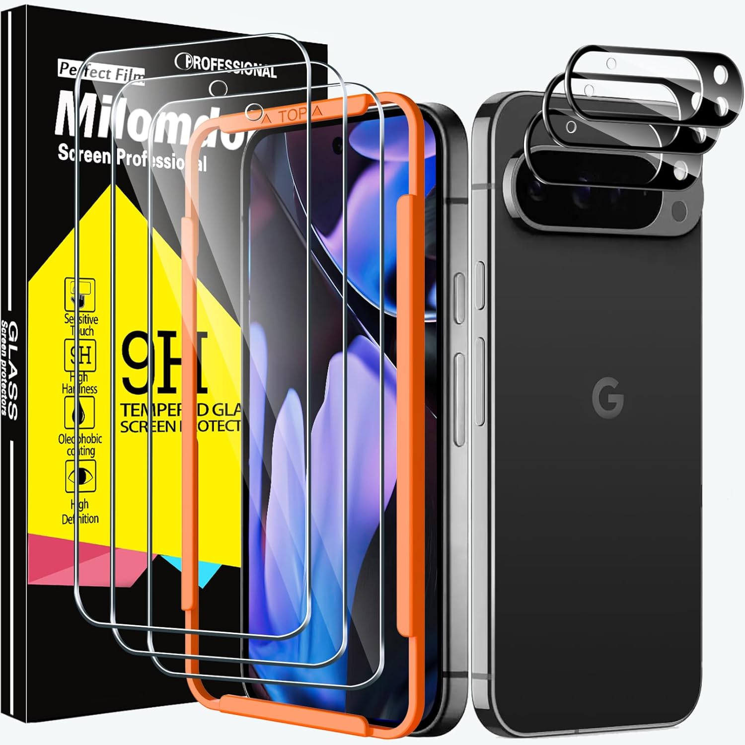 Milomdoi 3 Pack Screen Protector for Google Pixel 9 Pro XL with 3 Pack Camera Le...