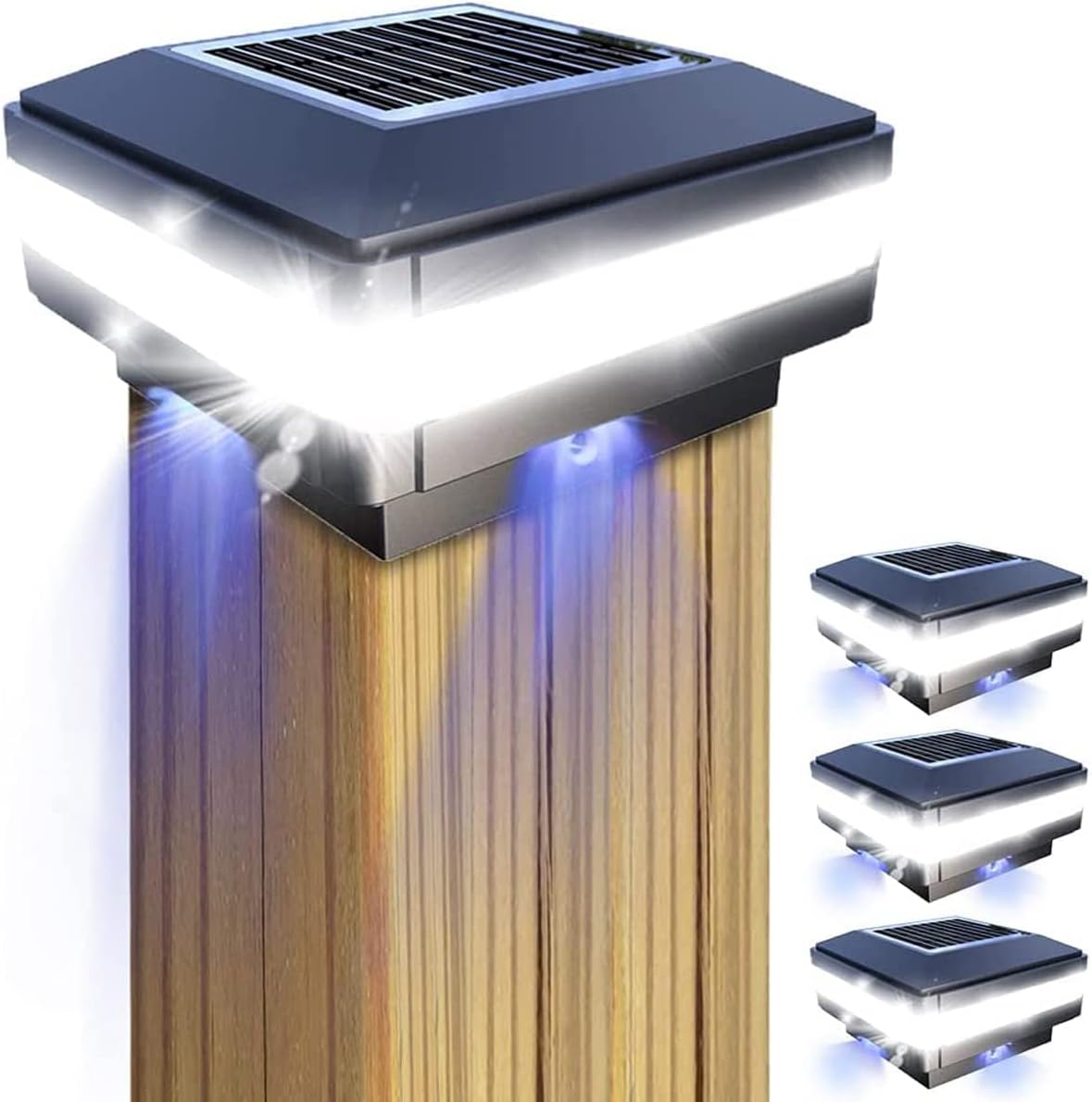 GEYUEYA Home Solar LED Post Lights Outdoor Garden IP65 Waterproof Square Black L...