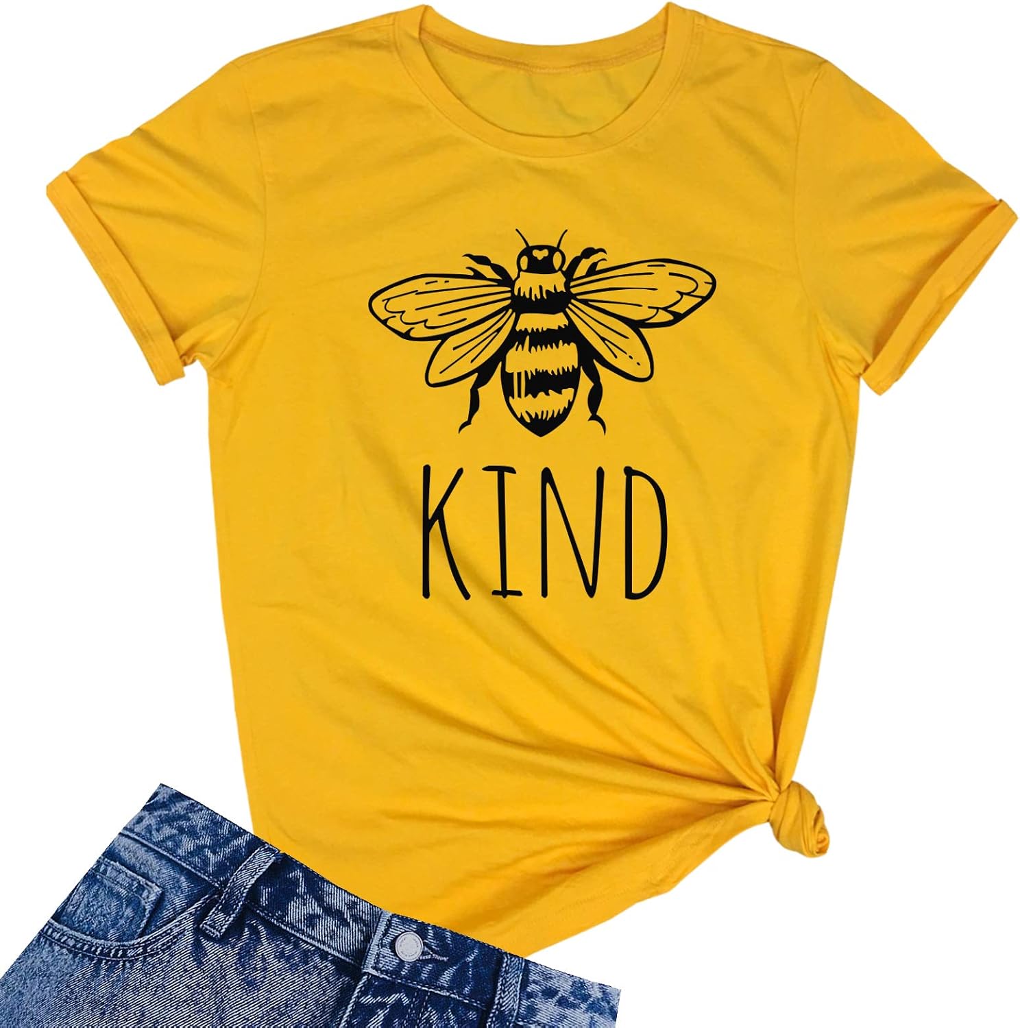 YITAN Women Cute Funny Graphic T Shirts Large Yellow