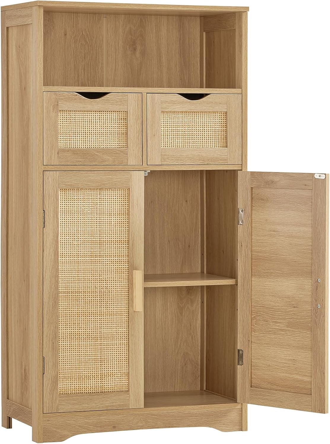 Iwell Storage Cabinet with 2 Drawers & Adjustable Shelves, Pantry Cabinet with 2...