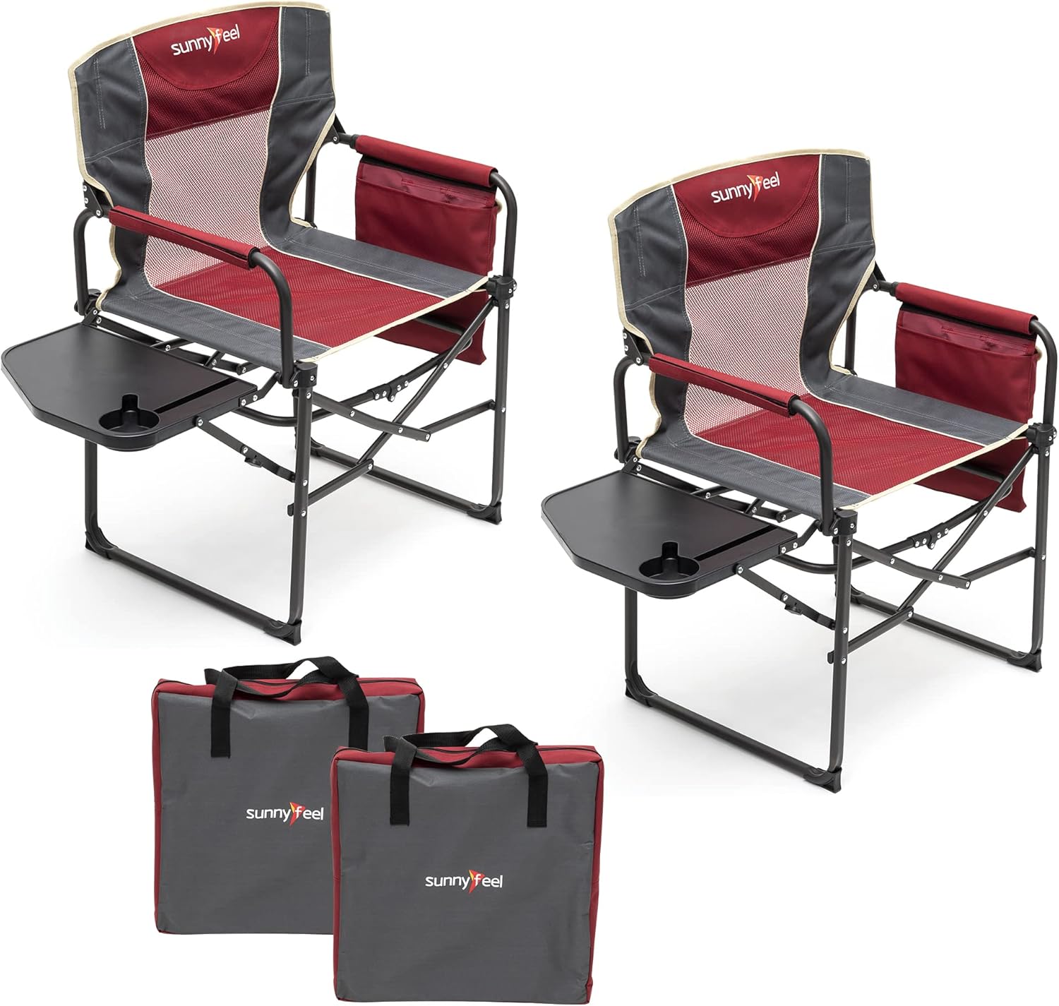 SUNNYFEEL Camping Directors Chair, Heavy Duty,Oversized Portable Folding Chair w...