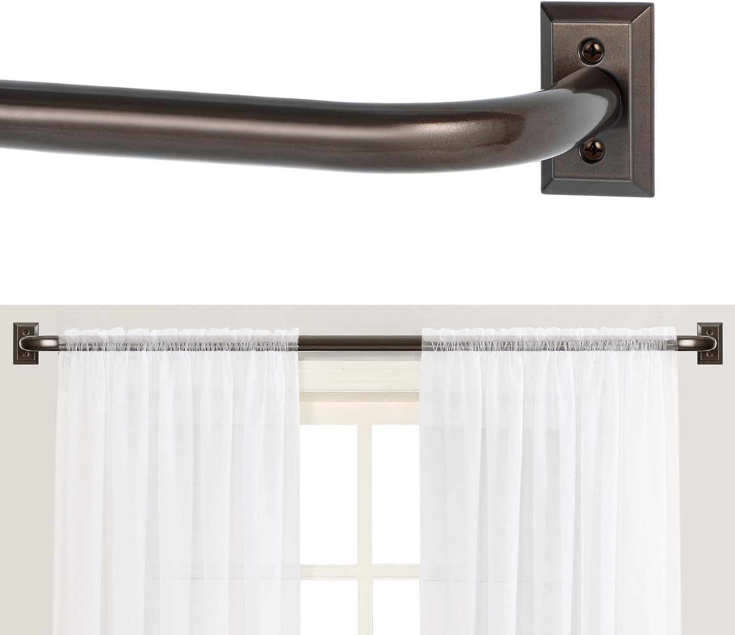 Bronze Wrap Around Curtain Rods,Bronze Curtain Rods for windows 48 to 84 inch(4-...