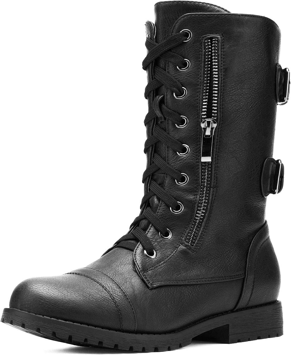 DREAM PAIRS Women's Ankle Bootie Winter Lace up Mid Calf Military Combat Boots 8...