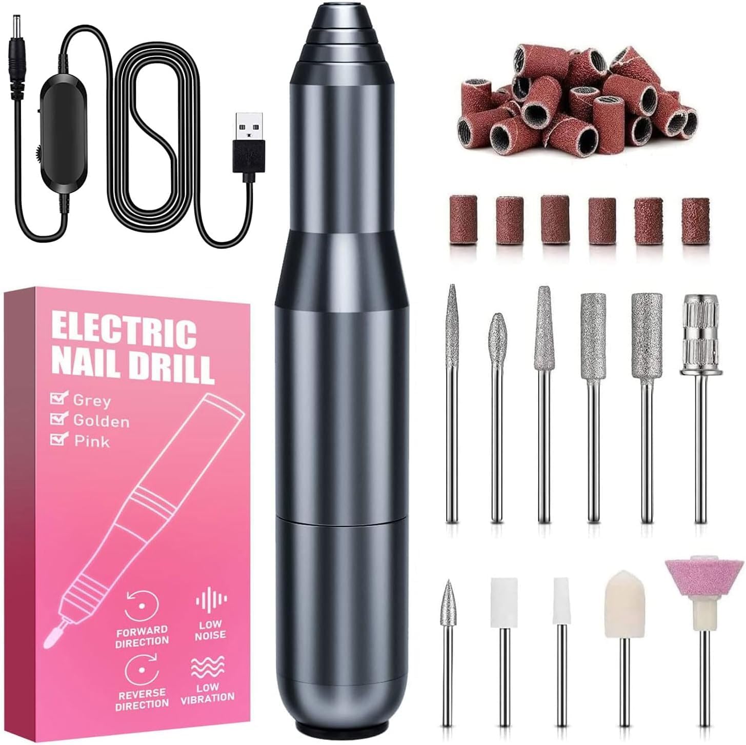 FOLAI Electric Nail Files, Professional Nail Drill for Acrylic Nails Gel, Electr...