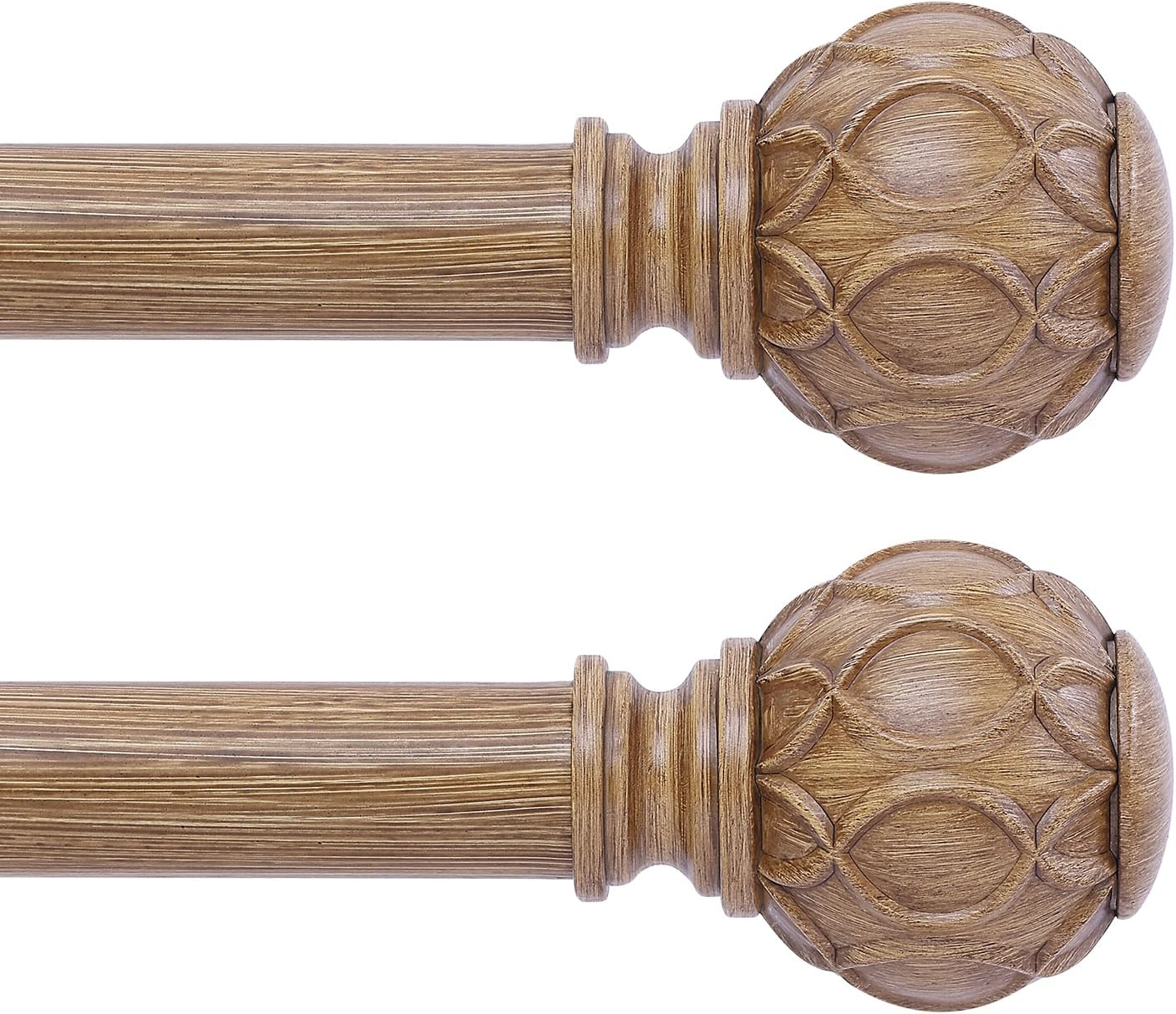 Wood Curtain Rods for Windows, Special 2 Pack Adjustable Curtain Rod Set, High-Q...