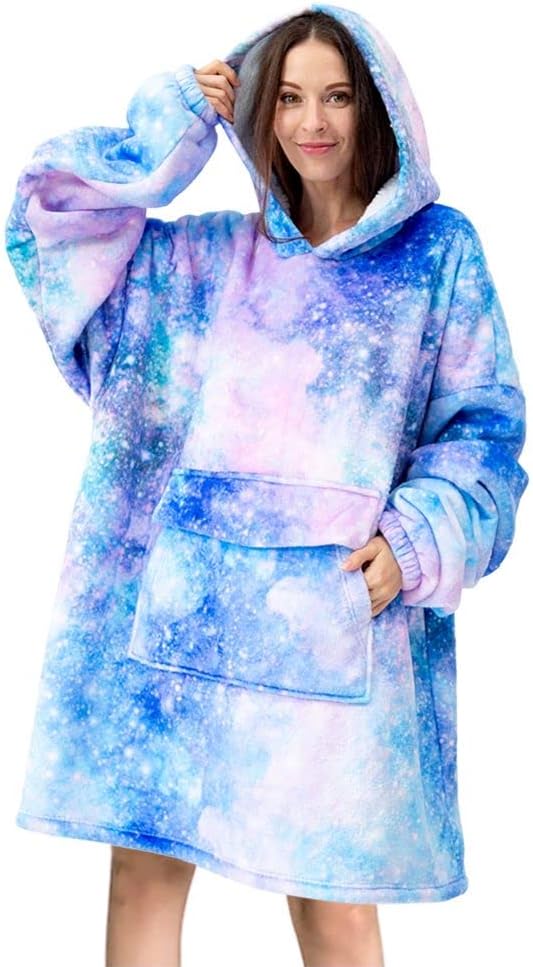 Wearable Blanket Hoodie for Adult,Oversized Sherpa Fleece Blanket Hoodie for Wom...