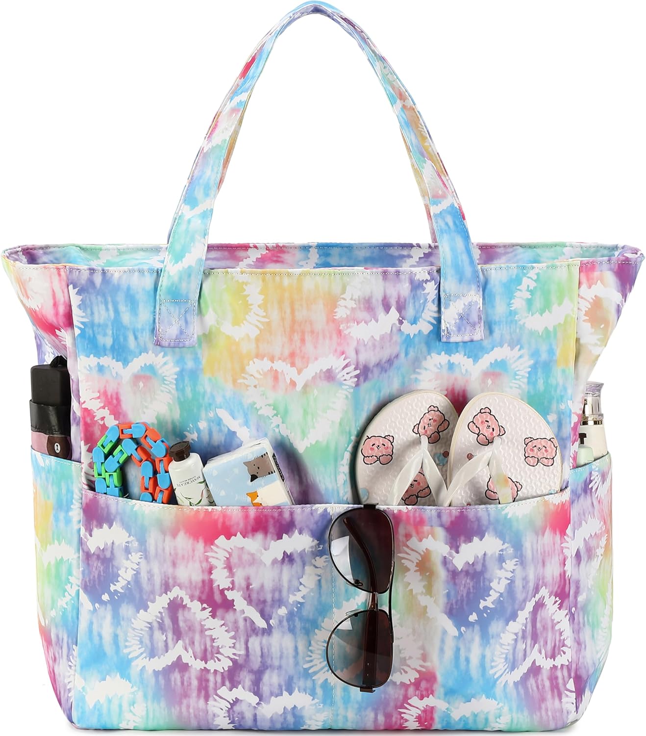 LEDAOU Beach Bag Waterproof Sandproof Women Tote Bag Pool Bag with Zipper for Gy...