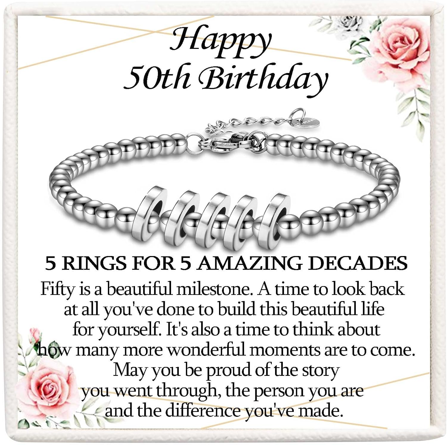 KORAS 30th 40th 50th 60th 70th 80th Birthday Gifts for Women, Birthday Bracelet...