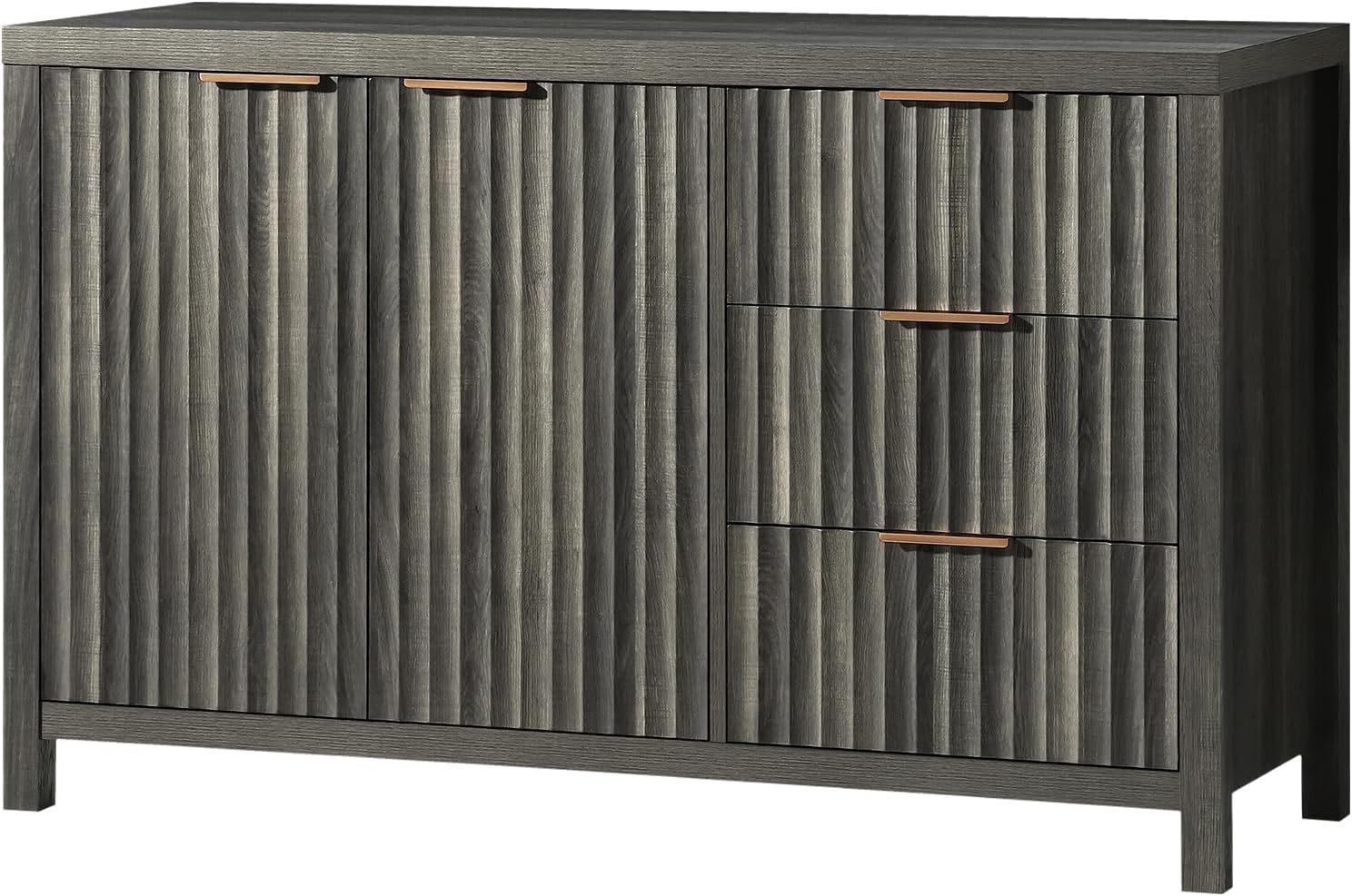 Oxford Fluted Storage Cabinet Sideboard Large Buffet with Adjustable Shelves, Mu...