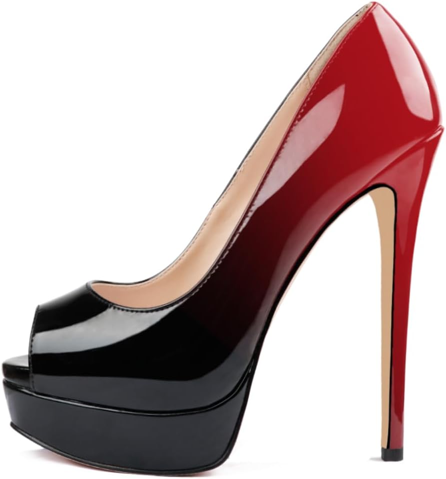 MERUMOTE Women's Platform Stiletto Heels Shoes Peep Toe Pumps 6 inch Heels for D...