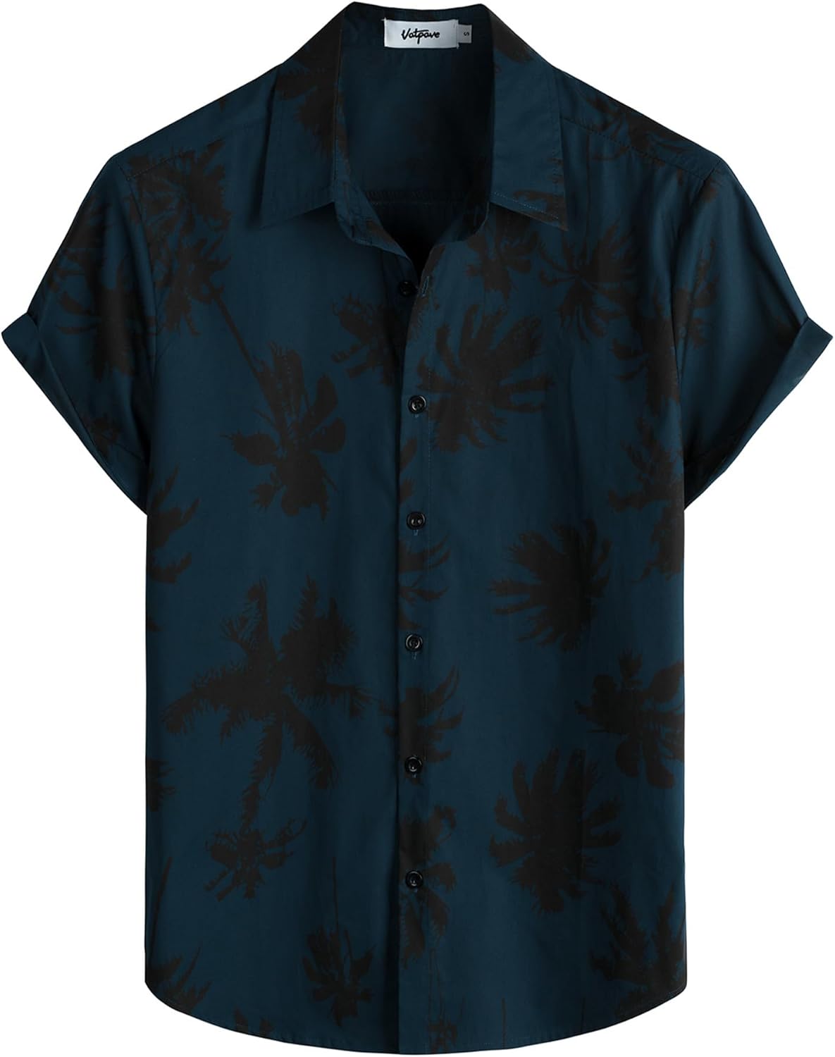 VATPAVE Mens 100% Cotton Hawaiian Flower Shirts Button Down Short Sleeve Beach S...
