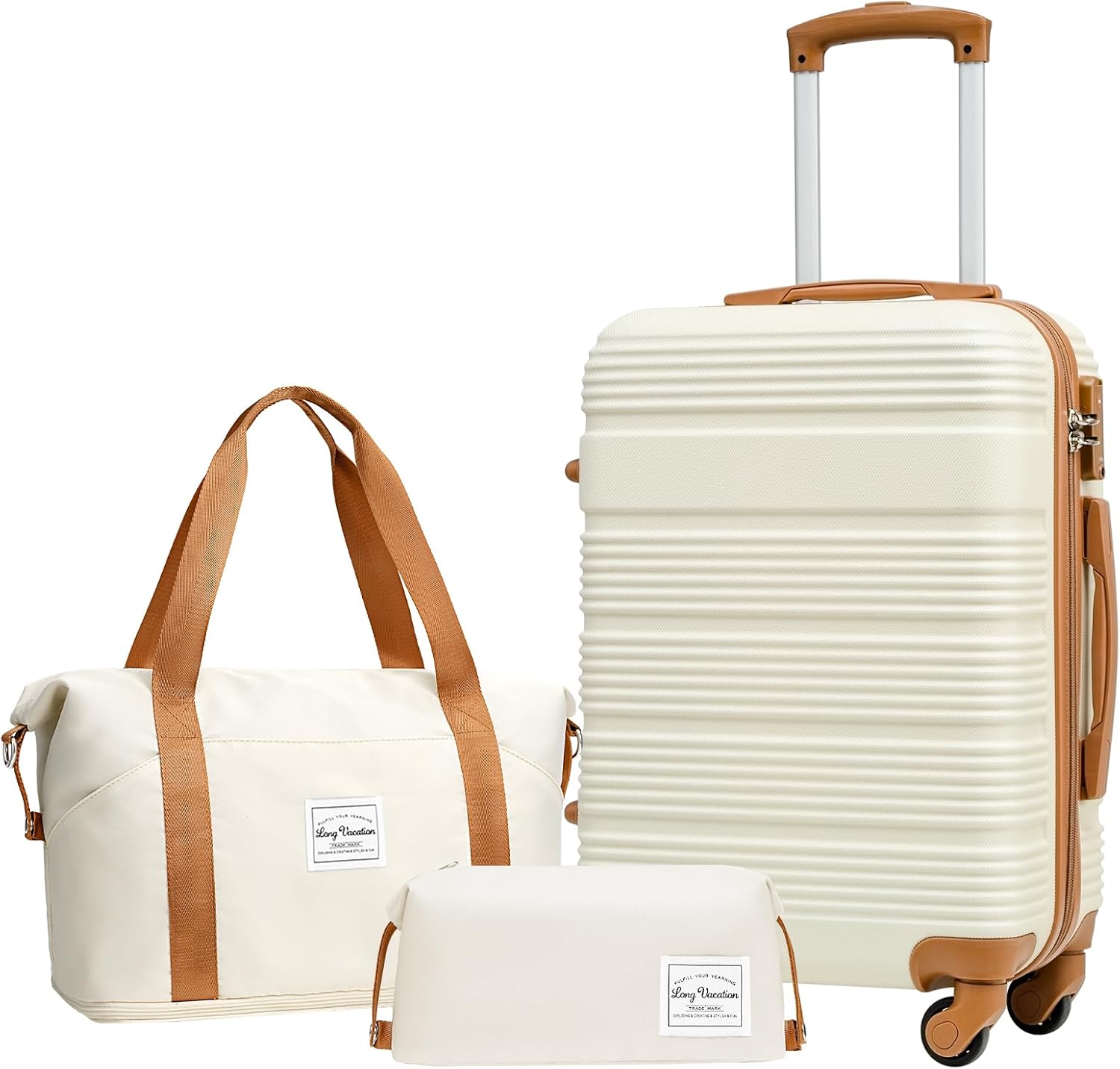 LONG VACATION Luggage Set 20 IN Carry on Suitcase ABS Handshell Luggage 3 Piece...