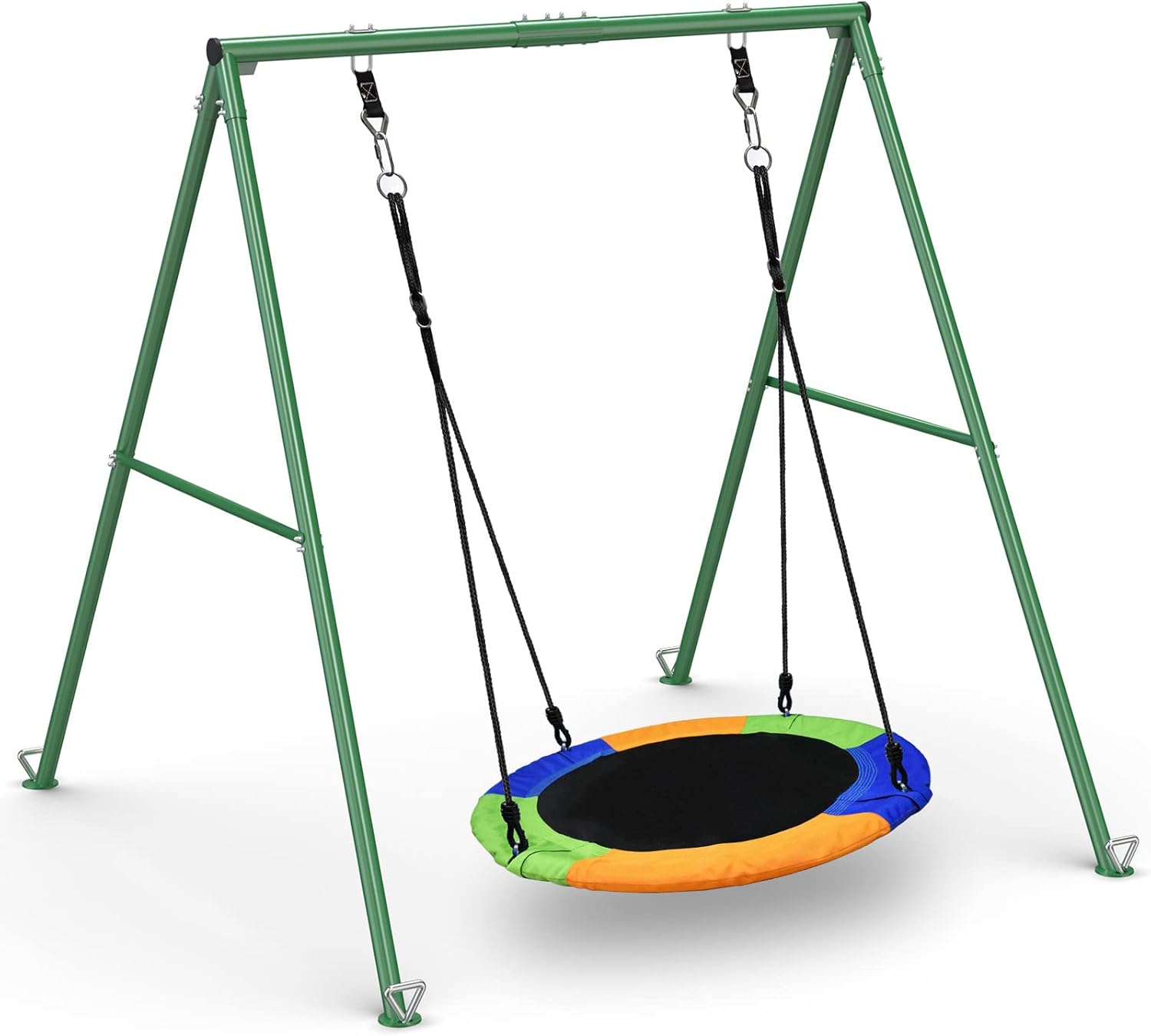 PACEARTH 500lbs Capacity Flying Saucer Swing Set with Heavy Duty A-Frame Metal S...