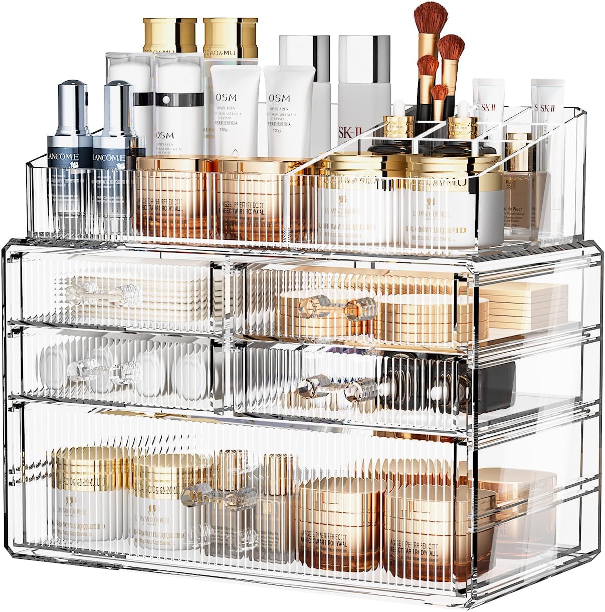 ZHIAI Stackable Storage Drawers, Acrylic Bathroom Counter Organizer Clear Makeup...