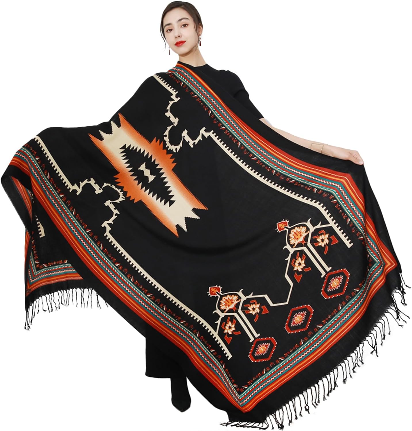 DANA XU 100% Merino Wool Extra Large Pashmina Blanket Travel Scarf Cashmere Wrap...
