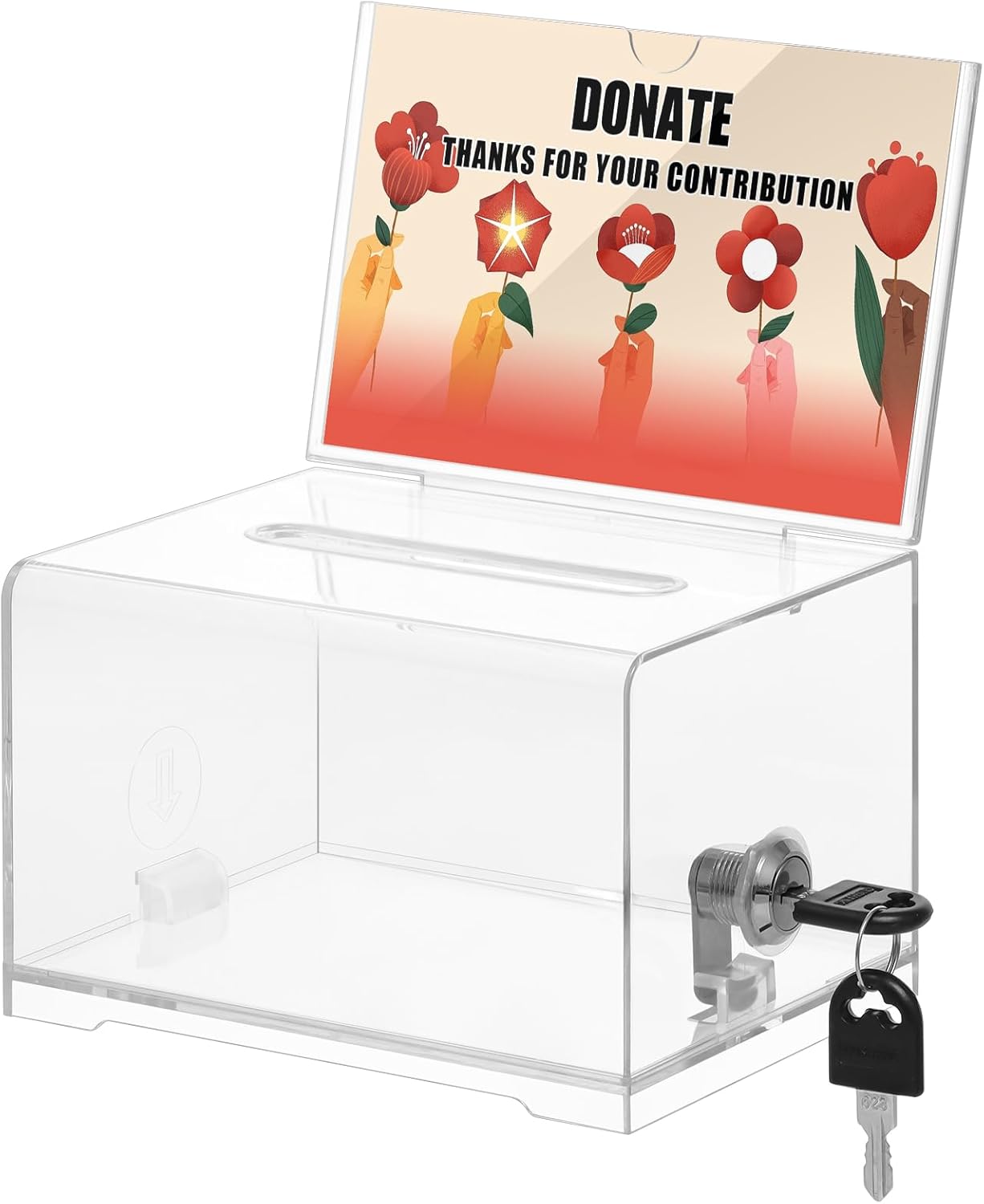KYODOLED Clear Donation Box with Lock,Ballot Box with Sign Holder,Suggestion Box...