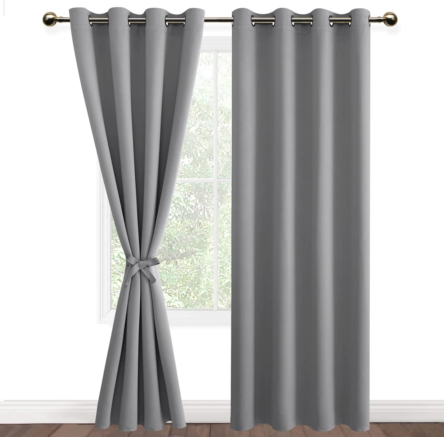 DWCN Blackout Curtains for Bedroom with Tiebacks - Room Darkening Privacy Gromme...