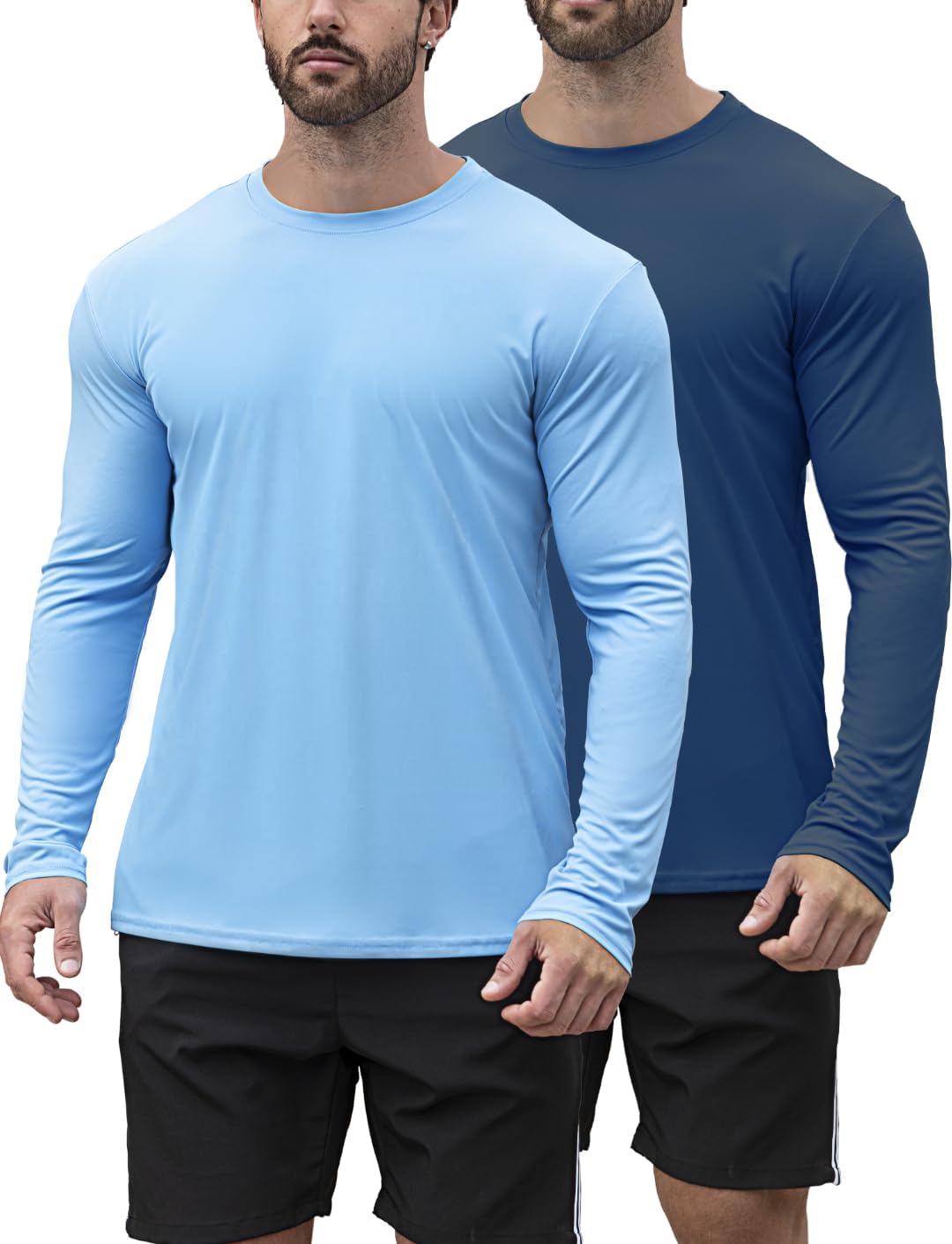 2 Pack Men's UPF 50+ Rash Guard Swim Surf Fishing Shirts, Long Sleeves UV Sun Pr...