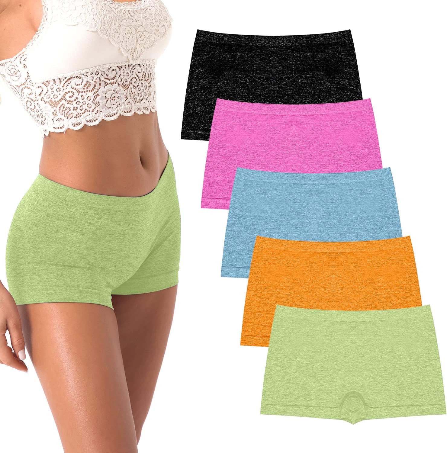 R RUXIA Women's Boyshorts Underwear Seamless Boy Shorts Panties Soft Stretch Box...