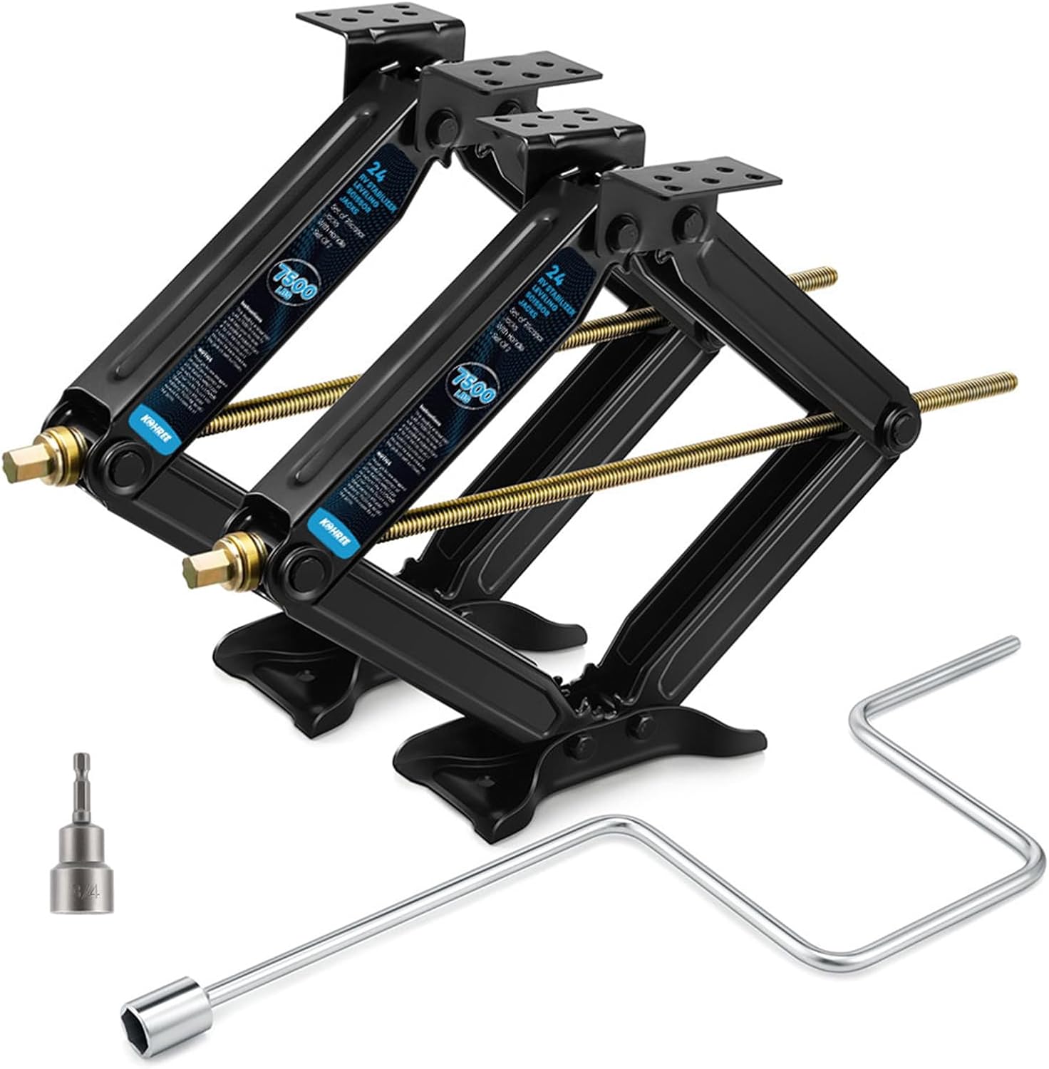 [Upgrade] Kohree 7500lbs RV Stabilizer Leveling Scissor Jacks 24" for Travel Tra...