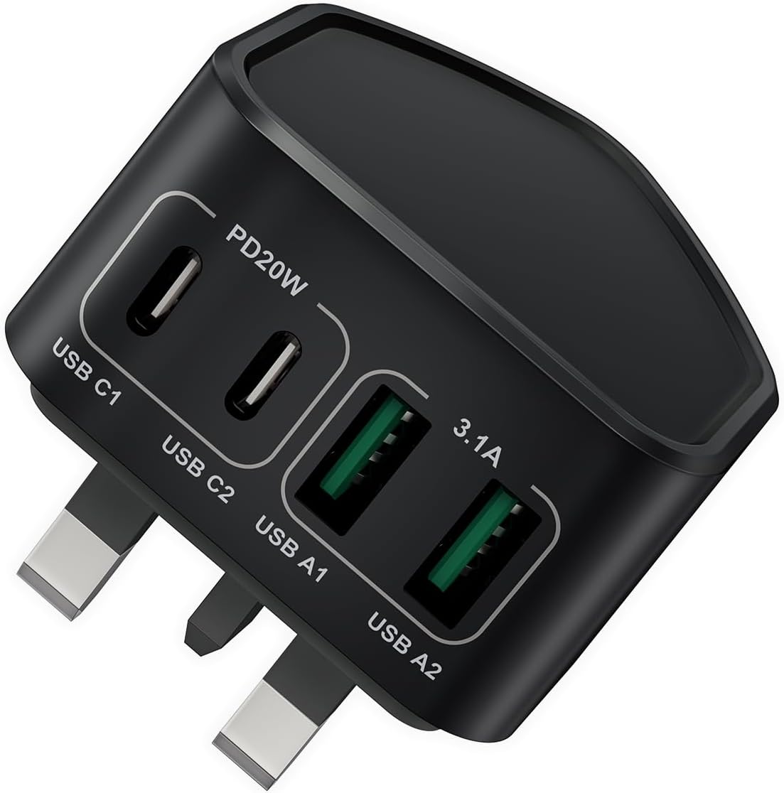 40W USB C Plug Fast Charge, 4-Port Charger Plug UK Dual Port USBC Power Adaptor...