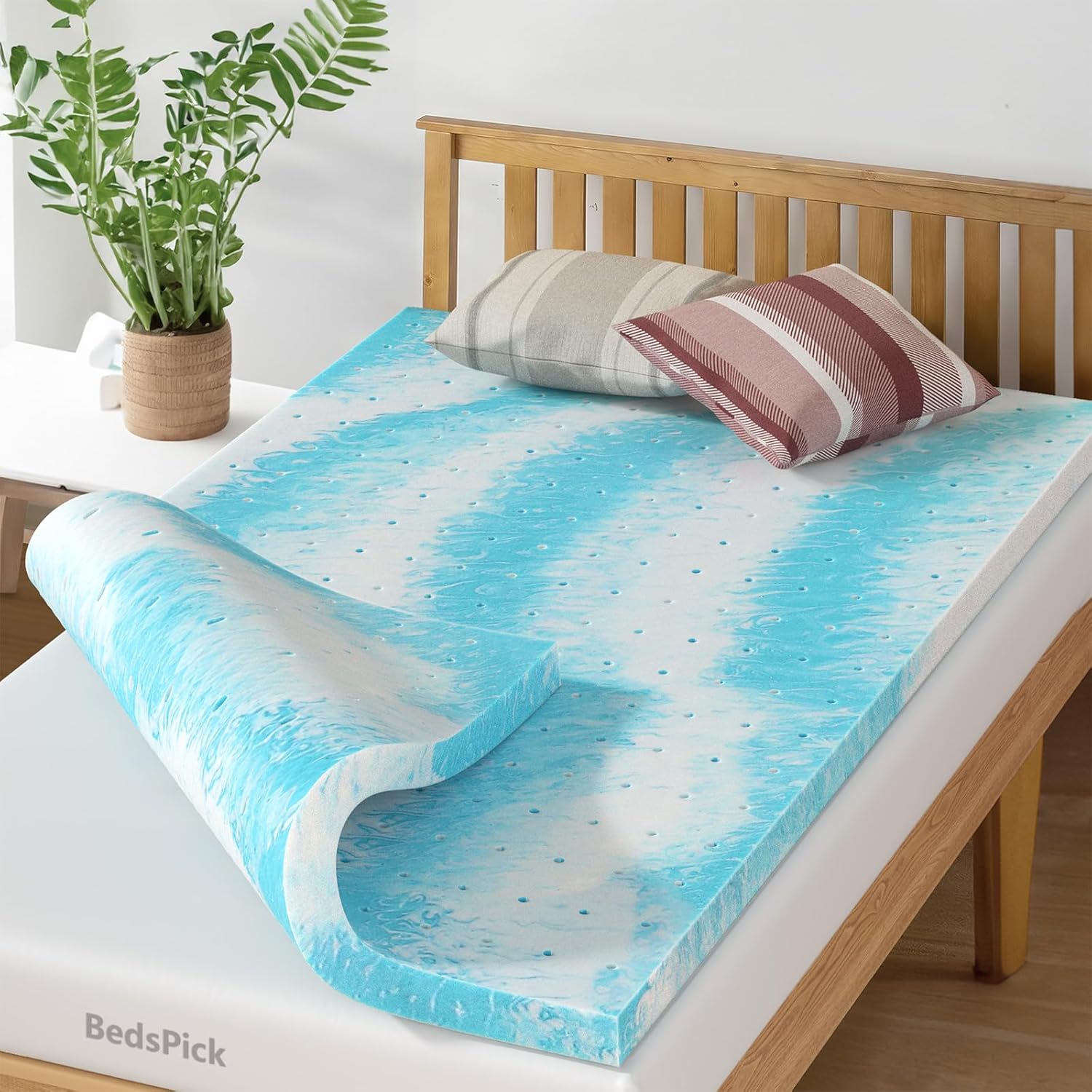 BedsPick Mattress Topper Twin XL: 3 Inch Gel Infused Memory Foam for College Dor...